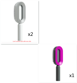 Self Cleaning Hair Brush For Women One-key Cleaning Hair Loss Airbag Massage Scalp Comb Anti-Static Hairbrush (Option: Set3)