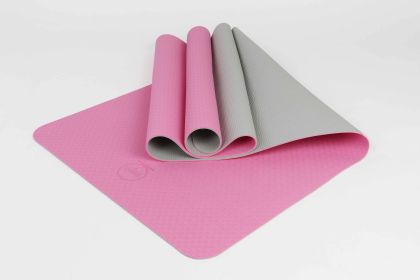 2 Tone TPE Premium Yoga Mat (Color: Pink-Gray)